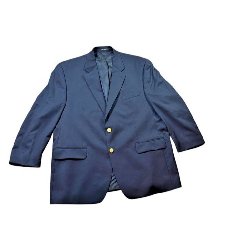 Chaps Ralph Lauren Men's Size 46R Navy Wool Blazer Gold Button Jacket Sport Coat